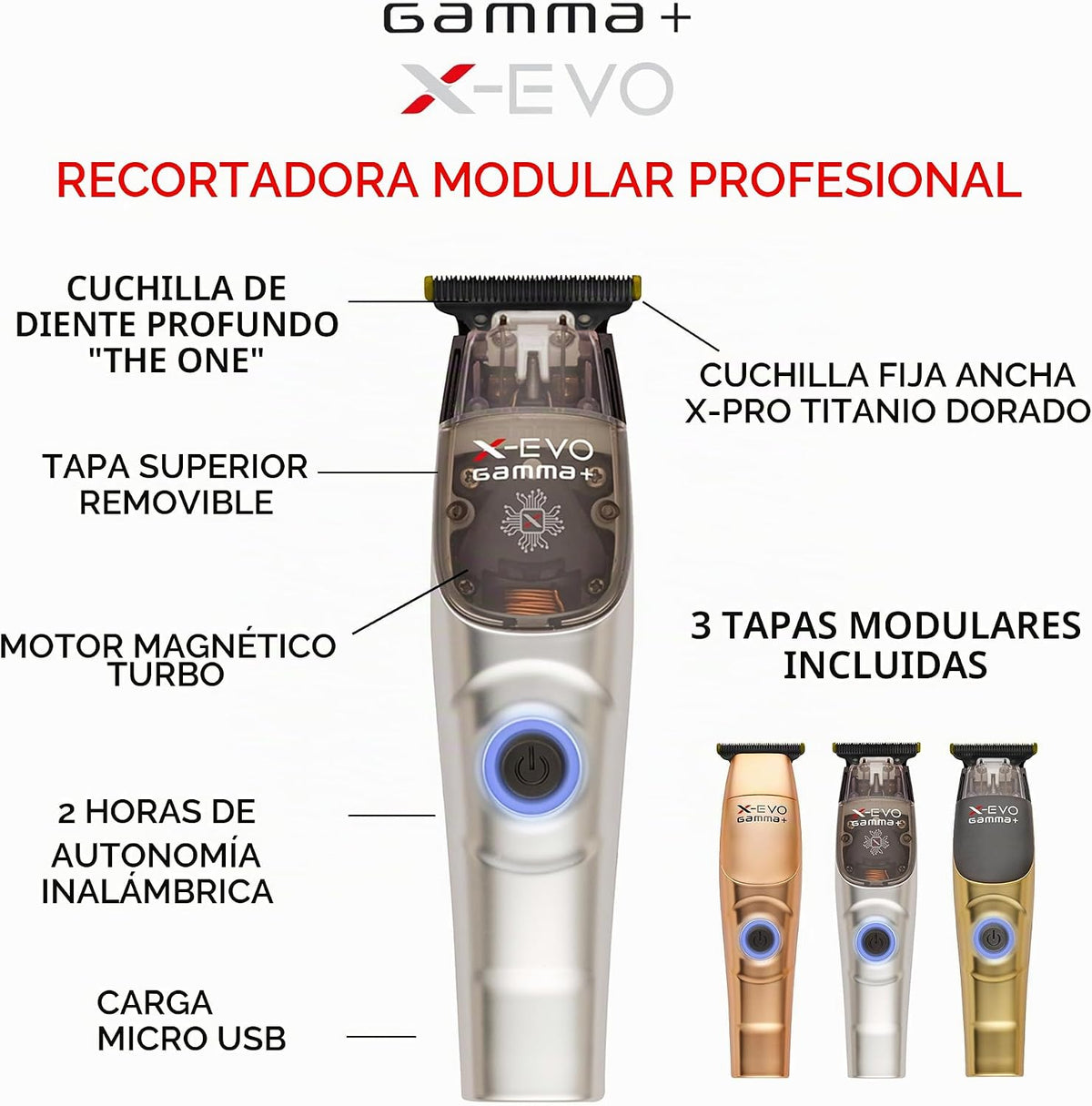 Trimmer Profesional Cordless Gamma+ Italia X-EVO
