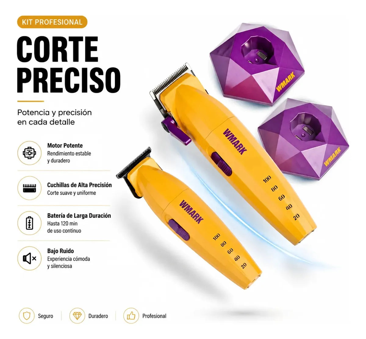 Combo Wmark NG-8636 Clipper y Trimmer Inalambrico