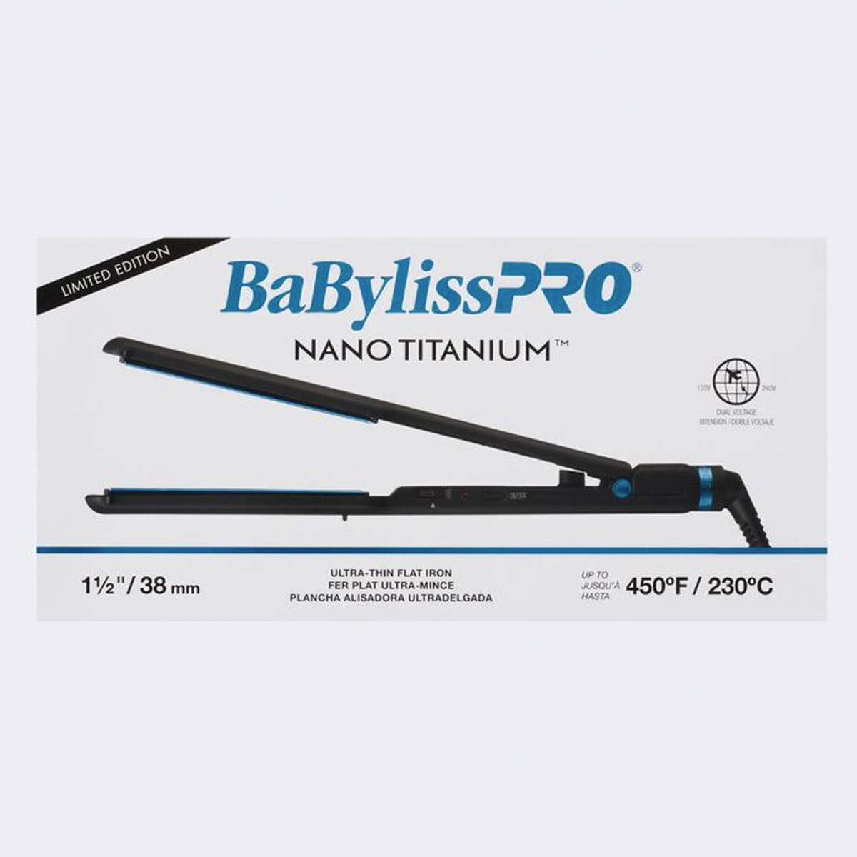Plancha BabylissPRO NanoTitanium Edition Limited Negra y Azul 1″ Ultrafina