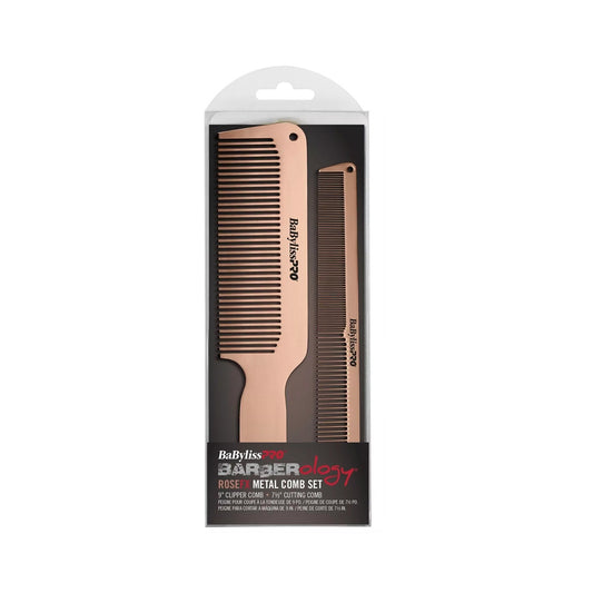Set de 2 peines Metal BabylissPro Barber - Rose Gold