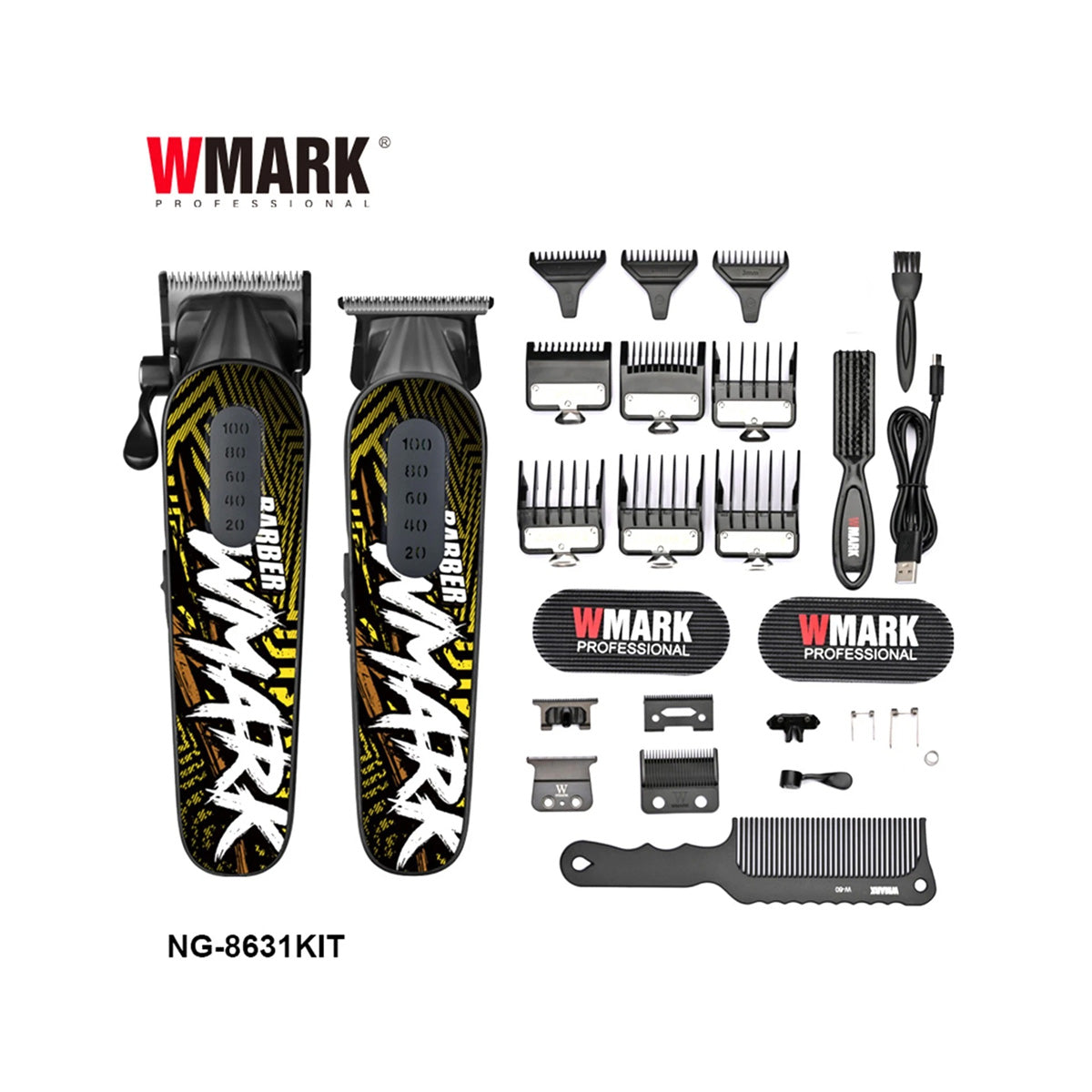 WMARK Formula W1 Pro Kit de Peluquería de Alta Velocidad Cortapelos y Recortadora NG-8631KIT Corte